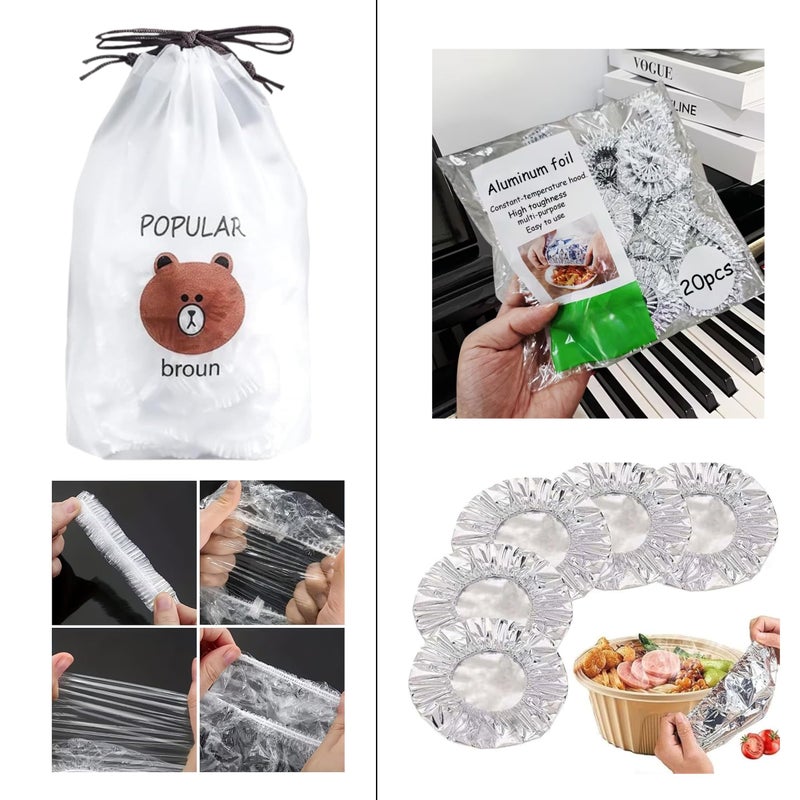200 Reusable flexible transparent food covers + 20 piece of heat-insulating silver lids, For less than 0.50 cent keep food hot and fresh for Fruit,Meals and Dishes - Image 3