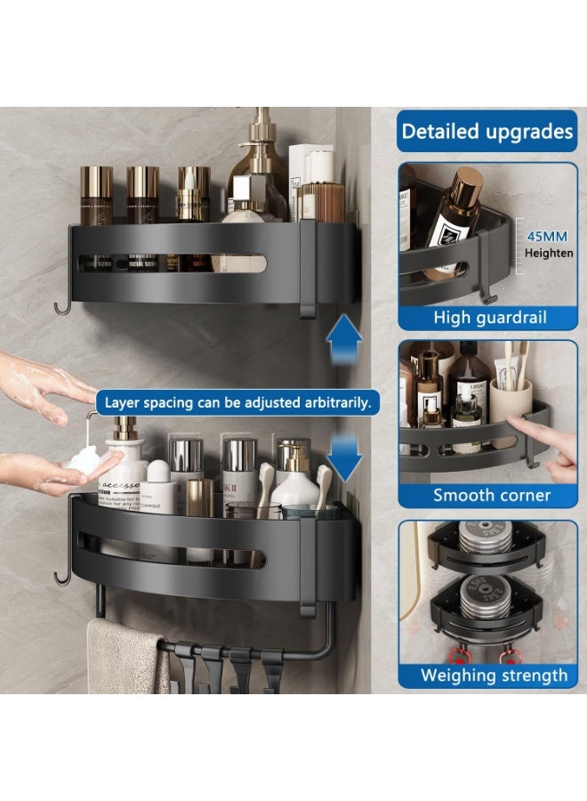 Healife Minimalist Triangle Shower Caddy, Black Pack of 2, Bathroom Shelf, Kitchen, Toilet, Shampoo and Shower Gel Holder - Image 3