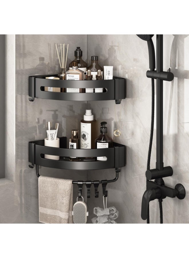 Healife Minimalist Triangle Shower Caddy, Black Pack of 2, Bathroom Shelf, Kitchen, Toilet, Shampoo and Shower Gel Holder - Image 1