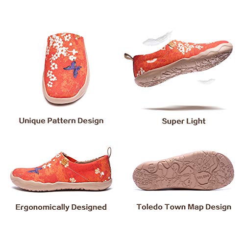 UIN Blossom Women's Fashion Floral Art Sneaker Painted Canvas Slip-On Ladies Travel Shoes (Sakura, 6) - Image 3