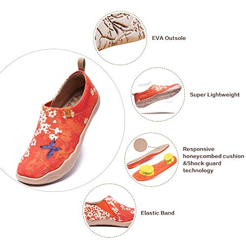 UIN Blossom Women's Fashion Floral Art Sneaker Painted Canvas Slip-On Ladies Travel Shoes (Sakura, 6) - Image 4