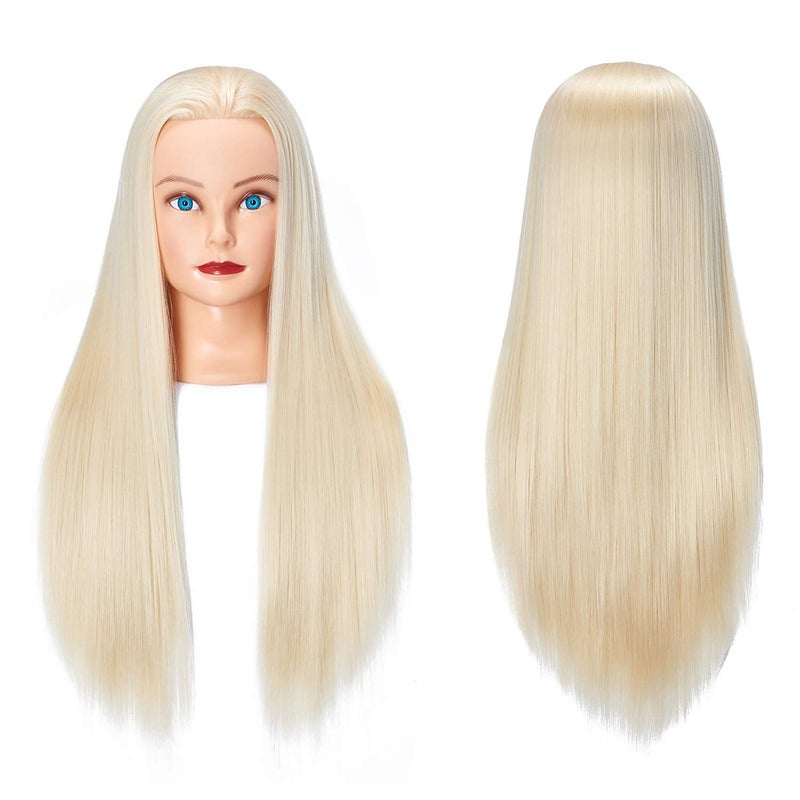Training Head 2628 Long Hair Mannequin Training Head Dolls for Cosmetology Synthetic Fiber Hair Styling Hairdressing Manikin Head for Hairdresser with Clamp Stand 1711W61320