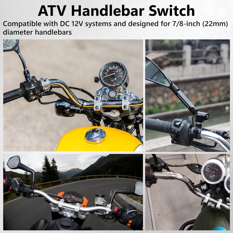ecocstm Motorcycle Handlebar Switch 12V, Waterproof Motorcycle Light Toggle Switch, Aluminum Alloy ATV Light ON Off Switches, for Motorcycle ATV UTV Scooters, Fits 7/8" Handlebars (22mm) - Image 4