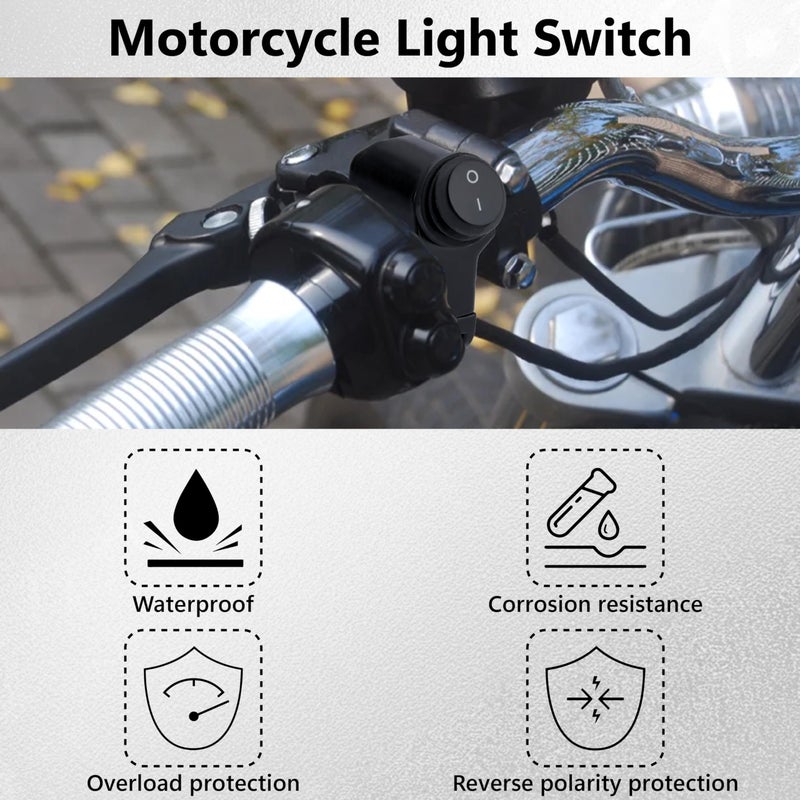 ecocstm Motorcycle Handlebar Switch 12V, Waterproof Motorcycle Light Toggle Switch, Aluminum Alloy ATV Light ON Off Switches, for Motorcycle ATV UTV Scooters, Fits 7/8" Handlebars (22mm) - Image 5