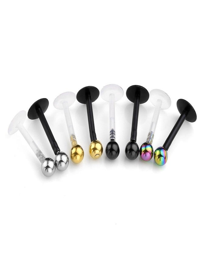 Jovivi 8pcs 16G Mix-color Stainless Steel Ball Internal Threaded Acrylic Bioflex Monroe Labret Lip Bar Ring 5/16" - Image 3