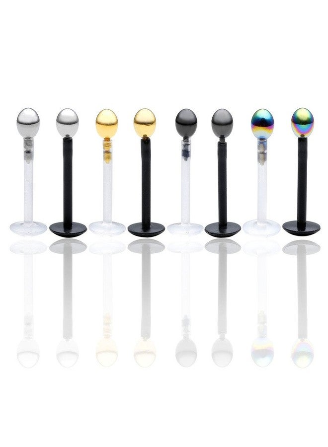 Jovivi 8pcs 16G Mix-color Stainless Steel Ball Internal Threaded Acrylic Bioflex Monroe Labret Lip Bar Ring 5/16" - Image 2