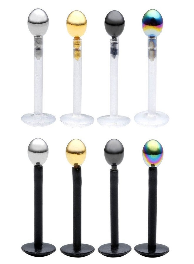 Jovivi 8pcs 16G Mix-color Stainless Steel Ball Internal Threaded Acrylic Bioflex Monroe Labret Lip Bar Ring 5/16" - Image 1