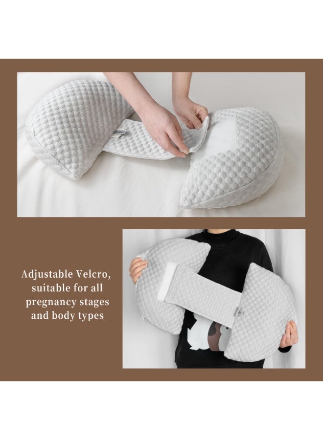 Bukela Pregnancy Pillow for Sleeping, Maternity Pillow for Pregnant Women, Cooling Pregnancy Pillow, Pregnancy Wedge Support for Back, Belly, Portable and Adjustable Body Pillow for Side Sleeper, Grey - Image 4