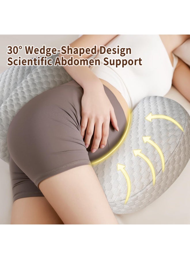 Bukela Pregnancy Pillow for Sleeping, Maternity Pillow for Pregnant Women, Cooling Pregnancy Pillow, Pregnancy Wedge Support for Back, Belly, Portable and Adjustable Body Pillow for Side Sleeper, Grey - Image 3