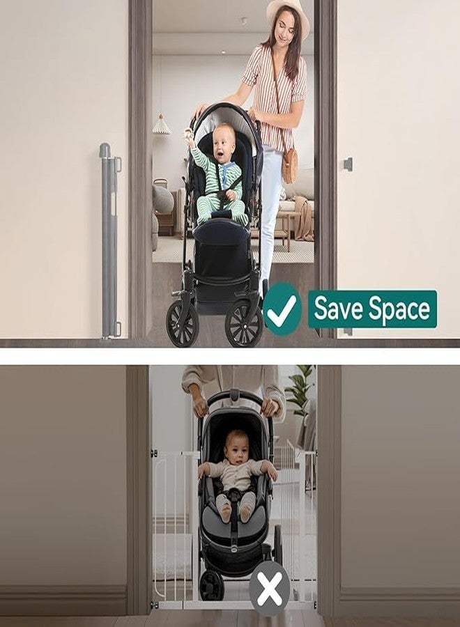 MONSTECH Baby Safety gate, Dog gate Barrier for Home Extends to 140cm Wide 86.5cm Tall, Staircase gate Baby Safety, Baby gate for Staircase, Barricade for Kids Safety - Image 3