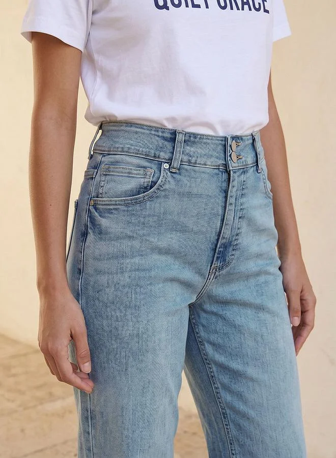 Splash FAV BLUE Denim High Waist Bootcut Jeans with Pockets for Women | Best Price UAE
