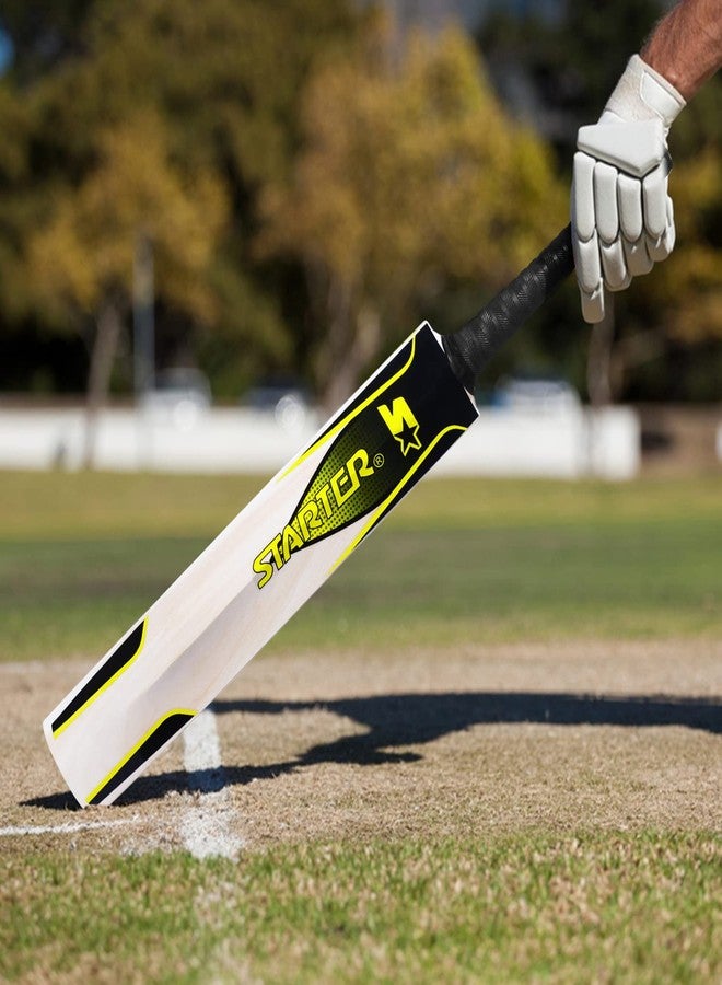 Starter Kashmir Willow Cricket Bat with Half Cane Handle- 13+ Years Kids-Full Size-Yellow & Black - Image 5