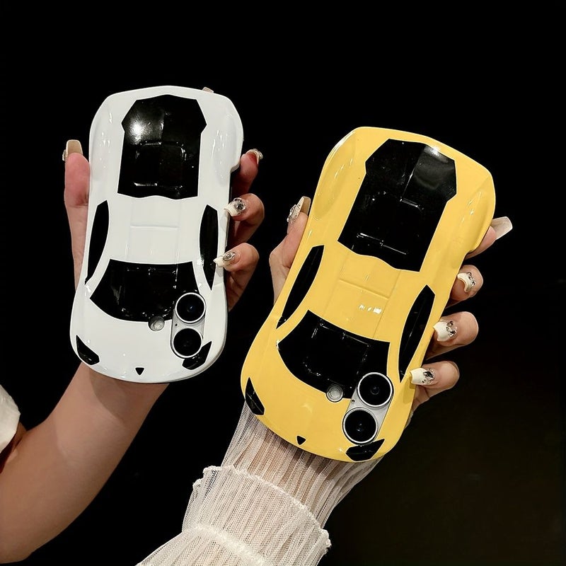 Yellow Anti Fall Phone Case For iPhone 14 Plus Sports Car Design Durable - Image 5