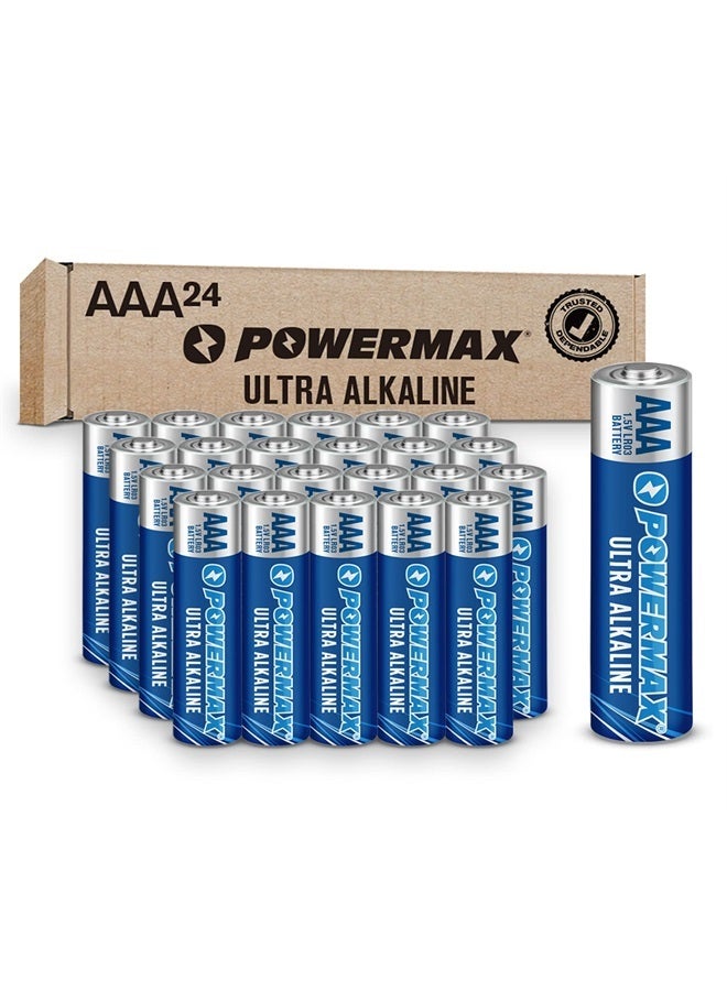PowerMax 24-Count AAA Batteries, Ultra Long Lasting Alkaline Battery, 10-Year Shelf Life, Reclosable Packaging - Image 1