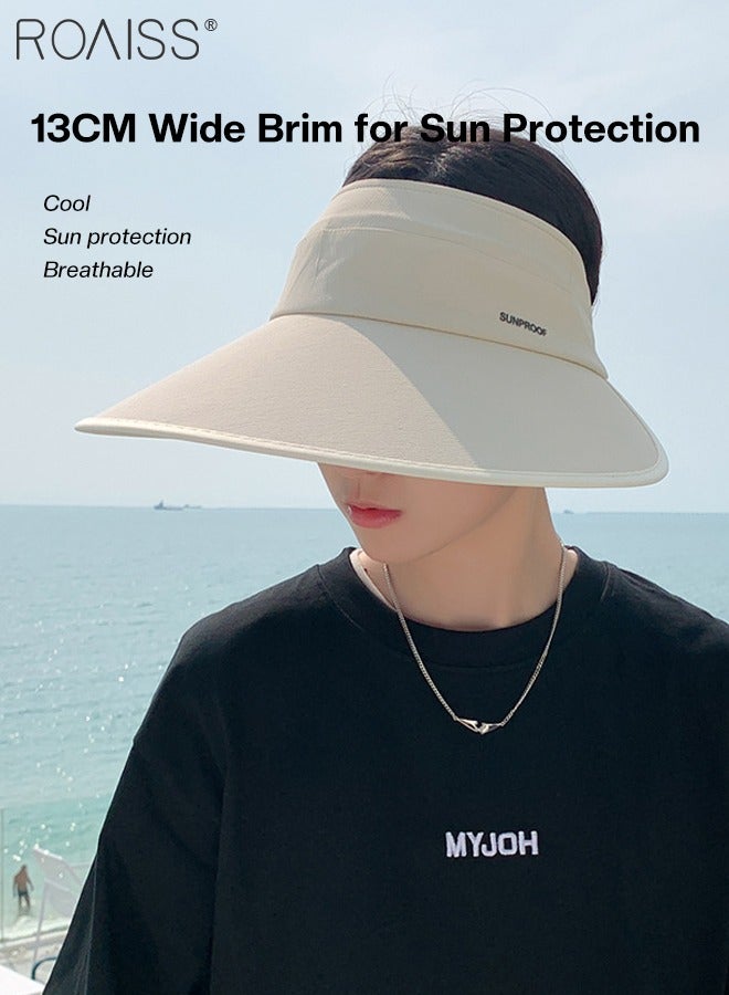 2 Pcs Rollable Wide Brim Sun Hat for Women Men, Empty Top UPF50+ Sun Protection Foldable Outdoor Sports Cycling Hiking Beach Sun Cap Adjustable Size