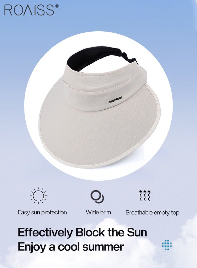2 Pcs Rollable Wide Brim Sun Hat for Women Men, Empty Top UPF50+ Sun Protection Foldable Outdoor Sports Cycling Hiking Beach Sun Cap Adjustable Size