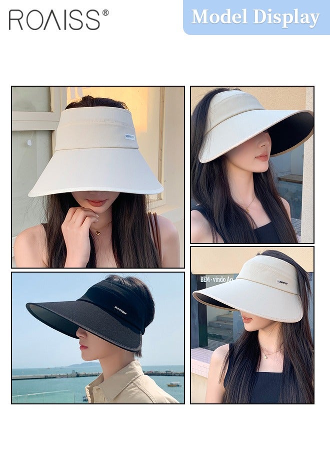2 Pcs Rollable Wide Brim Sun Hat for Women Men, Empty Top UPF50+ Sun Protection Foldable Outdoor Sports Cycling Hiking Beach Sun Cap Adjustable Size