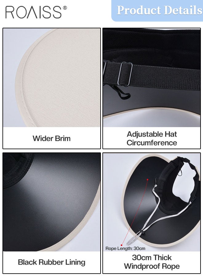 2 Pcs Rollable Wide Brim Sun Hat for Women Men, Empty Top UPF50+ Sun Protection Foldable Outdoor Sports Cycling Hiking Beach Sun Cap Adjustable Size