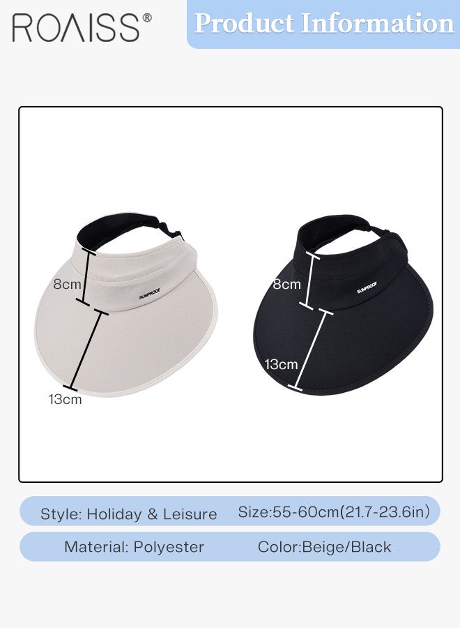2 Pcs Rollable Wide Brim Sun Hat for Women Men, Empty Top UPF50+ Sun Protection Foldable Outdoor Sports Cycling Hiking Beach Sun Cap Adjustable Size