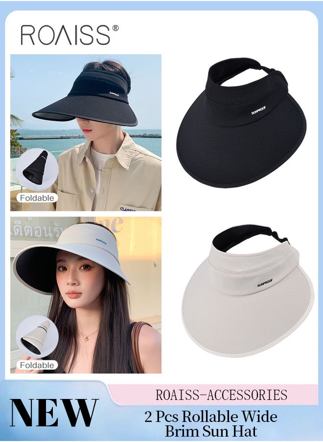 2 Pcs Rollable Wide Brim Sun Hat for Women Men, Empty Top UPF50+ Sun Protection Outdoor Sports Cycling Hiking Beach Sun Cap Adjustable Size - pzsku/Z11AF63F619C9C01738C7Z/45/_/1720429064/b762e495-405d-4aba-84f3-4917768fae58