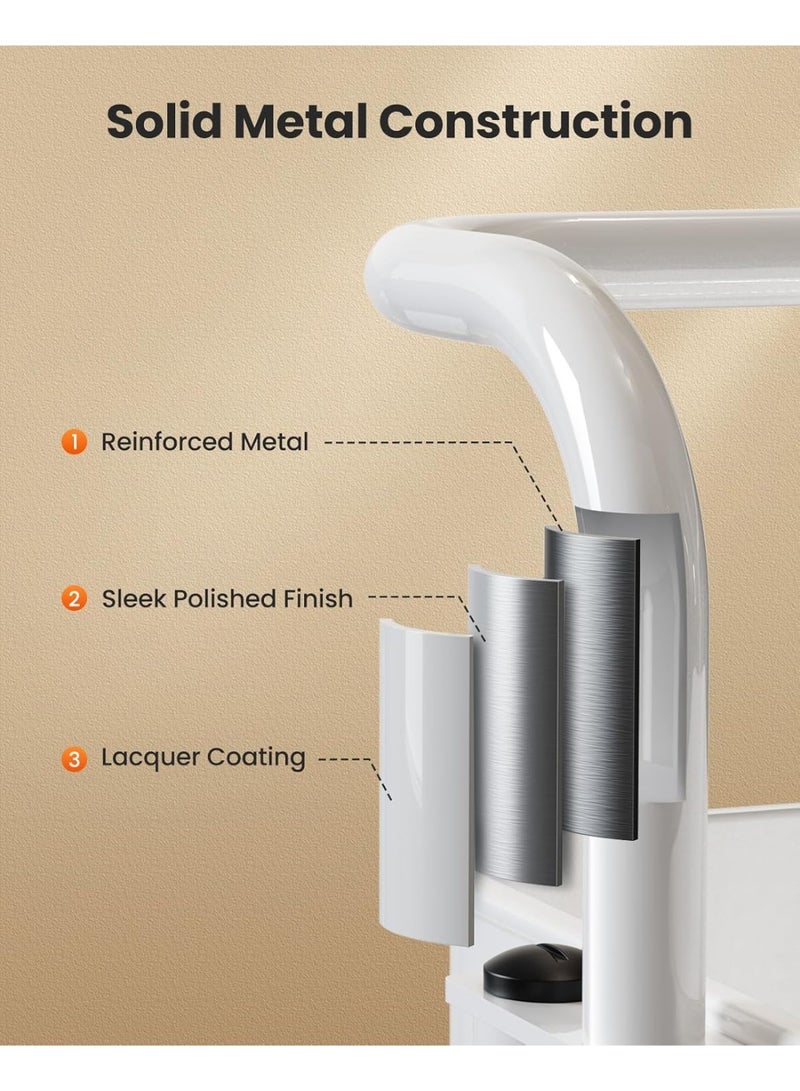 rayze 3-tier carbon steel rolling cart, kitchen storage cart, multi-functional and practical rolling storage box, mobile shelf unit trolley with lockable wheels, suitable for bathrooms, laundry rooms, and living rooms. - Image 4