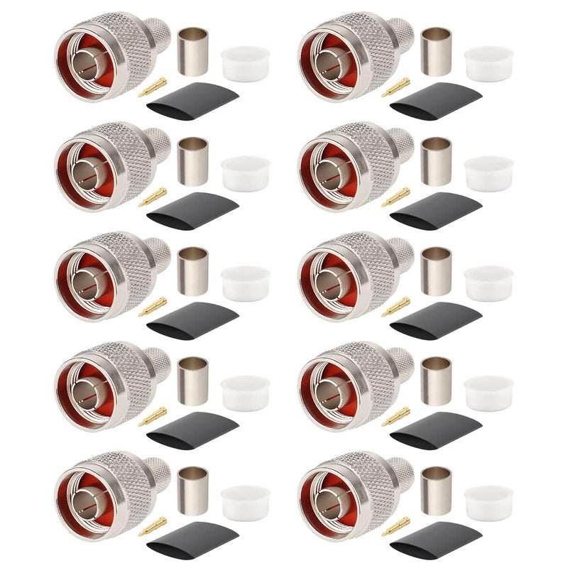موصل RF ذكر N 10 عبوة XRDS 50 أوم موصل ذكر N موصل RF مضغوط لـ LMR400 بيلدن 9913 RG8