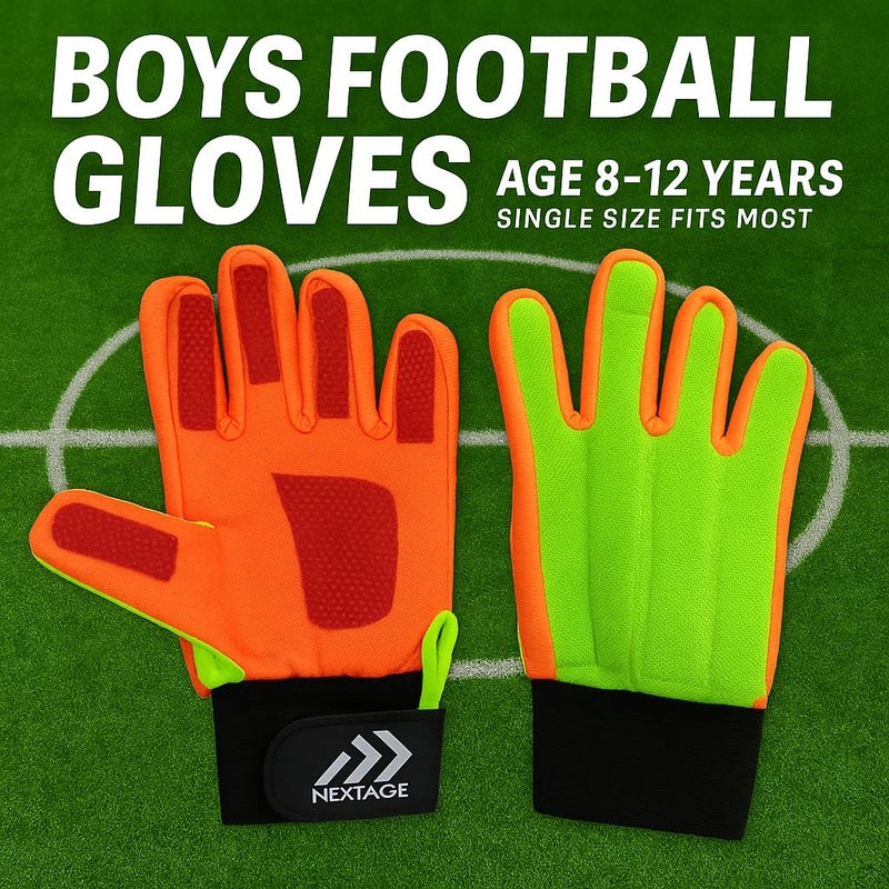 Nextage قفازات حارس مرمى كرة القدم للأطفال من 8 إلى 12 سنة - حراسة مرمى مع حماية للأصابع للأولاد والبنات، خفيفة الوزن وقابلة للتنفس ومصنوعة من قماش متين خاص للأطفال - Image 2