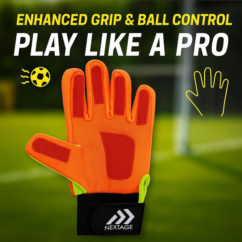 Nextage قفازات حارس مرمى كرة القدم للأطفال من 8 إلى 12 سنة - حراسة مرمى مع حماية للأصابع للأولاد والبنات، خفيفة الوزن وقابلة للتنفس ومصنوعة من قماش متين خاص للأطفال - Image 5