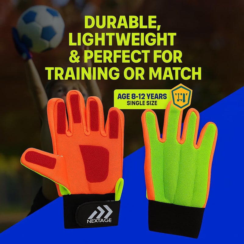 Nextage قفازات حارس مرمى كرة القدم للأطفال من 8 إلى 12 سنة - حراسة مرمى مع حماية للأصابع للأولاد والبنات، خفيفة الوزن وقابلة للتنفس ومصنوعة من قماش متين خاص للأطفال - Image 4