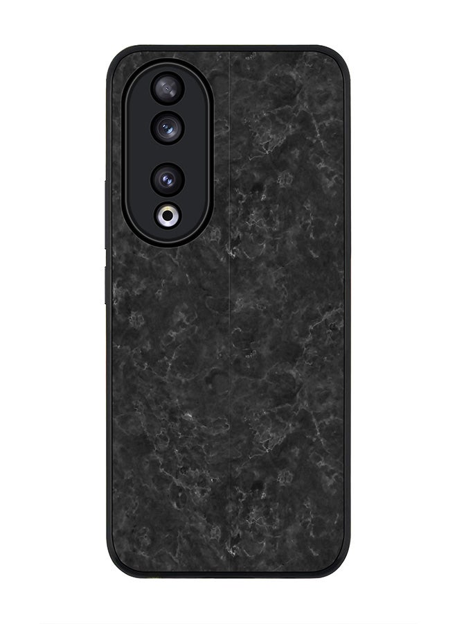 Stylizedd Rugged Black edge case for Honor 90 5G, Slim fit Soft Case Flexible Rubber Edges Anti Drop TPU Gel Thin Cover -  Marble Texture Black - Image 1