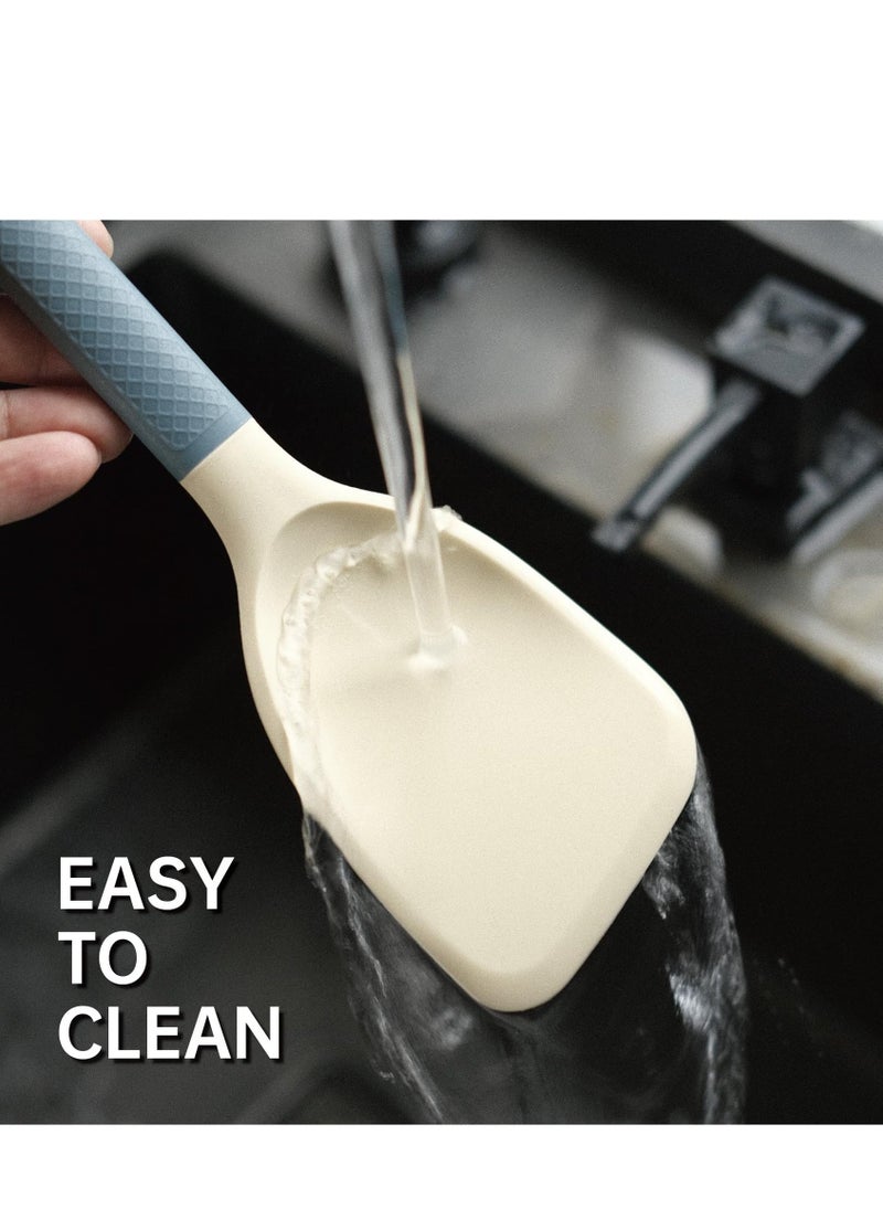 SYOSI Silicone Spatula Set Non Stick with Nylon Handle Heat Resistant Kitchen Utensils Premium Materials - Durable and Practical Easy to Clean and Store Turner for Fish Steak Eggs Pancakes - Image 3
