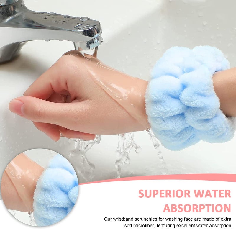 maycreate MAYCREATE 4 Pairs Face Wash Wristband Microfiber Wrist Spa Washband Towel Band Sweatband for Women Super Absorbent Flannel Wristband for Face Washing Yoga Fitness - Image 5