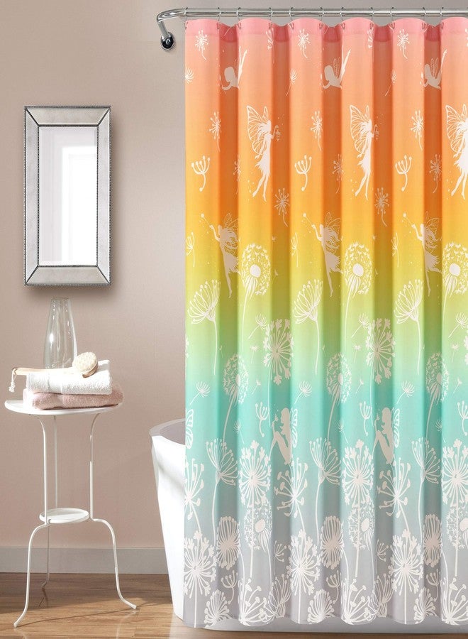 لاش ديكور ستارة حمام من Lush Decor بتصميم زهرة الهندباء المتدرجة الألوان، 72 بوصة عرض × 72 بوصة طول، ألوان قوس قزح باستيل - طبعة زهور خيالية ساحرة لحمام الأطفال - Image 5