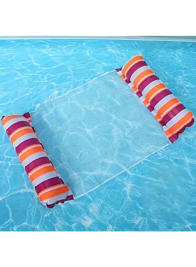 Red Orange Portable Water Hammock Inflatable Floating Raft Pool Float - Image 1