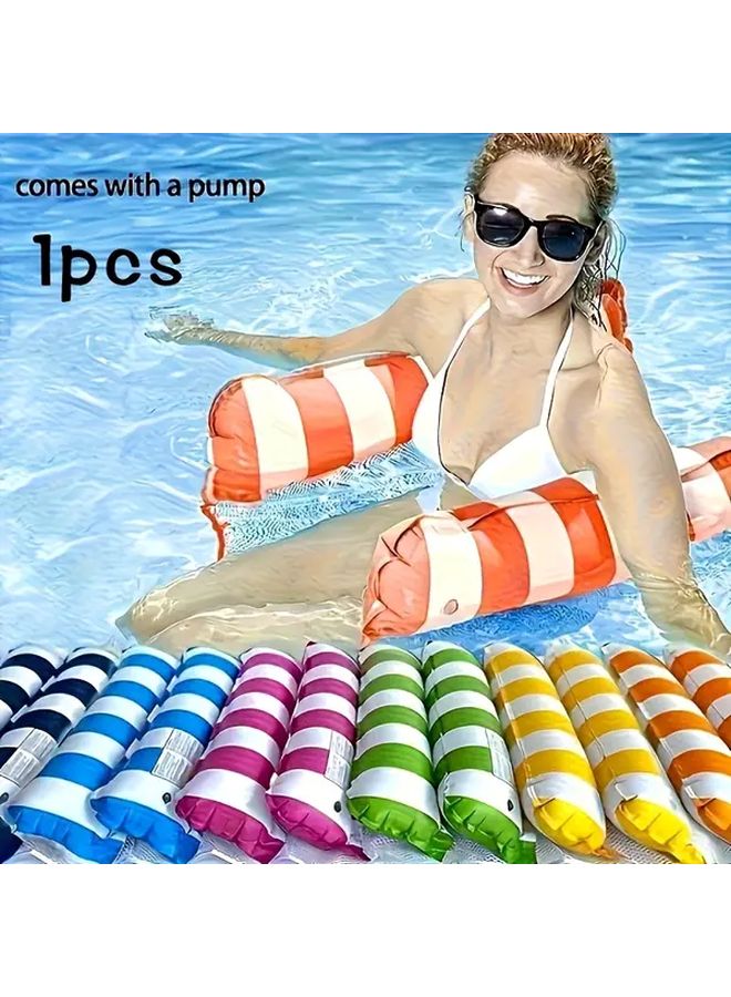 Red Orange Portable Water Hammock Inflatable Floating Raft Pool Float - Image 3