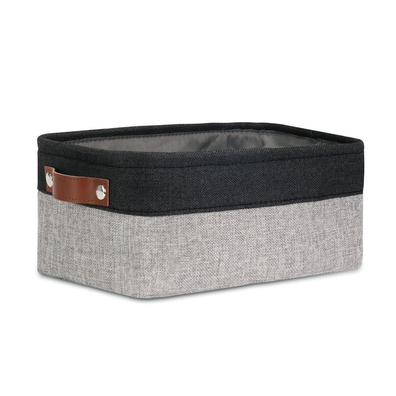 DULLEMELO Small Collapsible Fabric Basket for Organizing Shelves Closets Laundry Nursery Decorative Gift Basket BlackGray