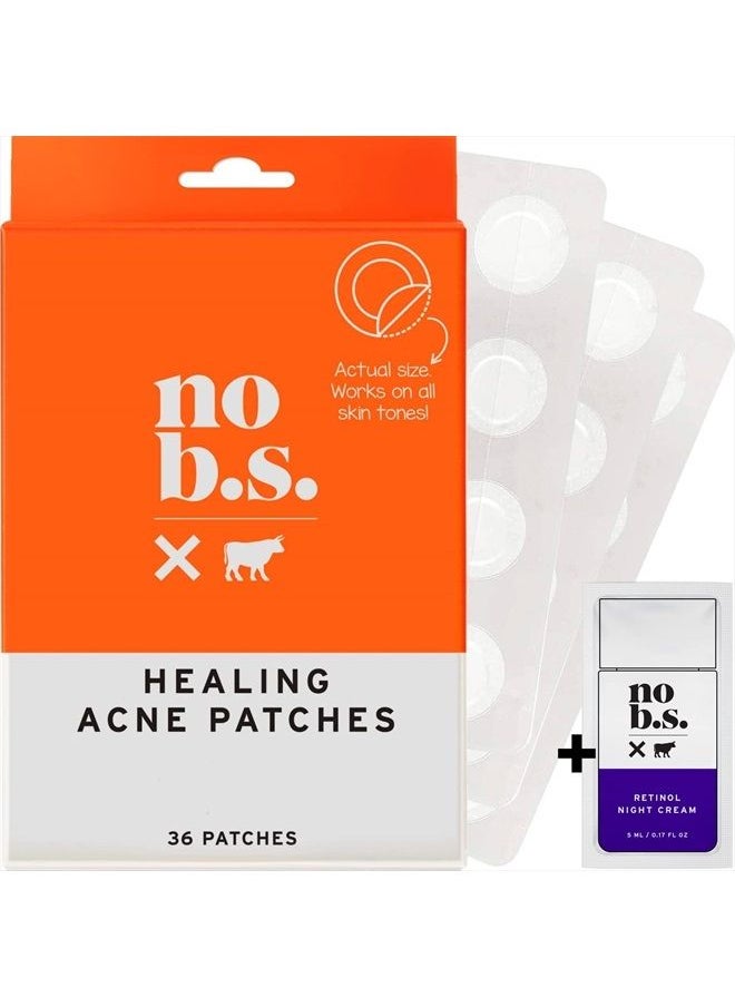 NO B. S. NO BAD STUFF No BS Healing Acne Patches - Hydrocolloid, Acne Spot and Pimple Treatment to Prevent Acne Scars. Invisible On All Skin Tones (1 BOX of 36ct)  - Image 1