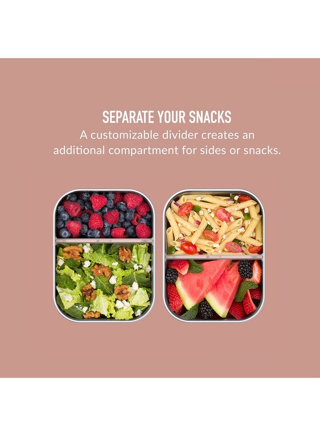 بنتجو صندوق غداء Bentgo® MicroSteel® مانع للتسرب - آمن للاستخدام في الميكروويف والفرن، بتصميم بينتو مع فاصل قابل للإزالة، وغطاء محكم الإغلاق، وتصميم مستدام، ومقاوم للروائح والبقع (ذهبي وردي) - Image 5