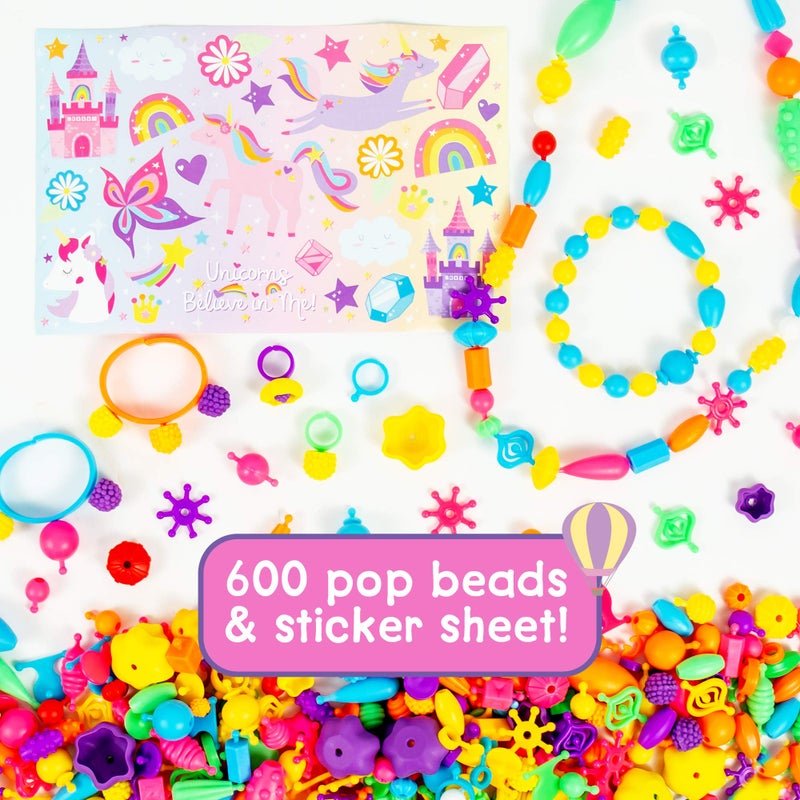 Just My Style Make & Believe Unicorn Pop Beads, 500+ Snap-Together, DIY, Bead Kit for Girls, Jewelry Set, Great Travel & On The Go Activity for Kids Ages 4, 5, 6, 7, 8 - Image 2