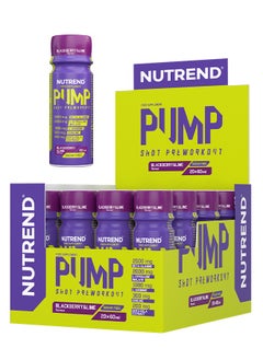 NUTREND Pump Shot - Pre-Workout -  Blackberry & Lime Flavor - 20 x 60 ml - Caffeine Free pre-workout - Sugar free - Boosts Energy & Performance  - Image 1