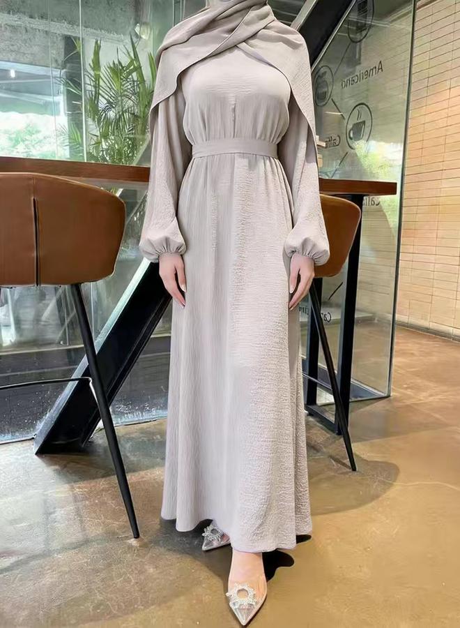 Take Two Beige Textured Balloon Sleeve Maxi Dress - Image 3