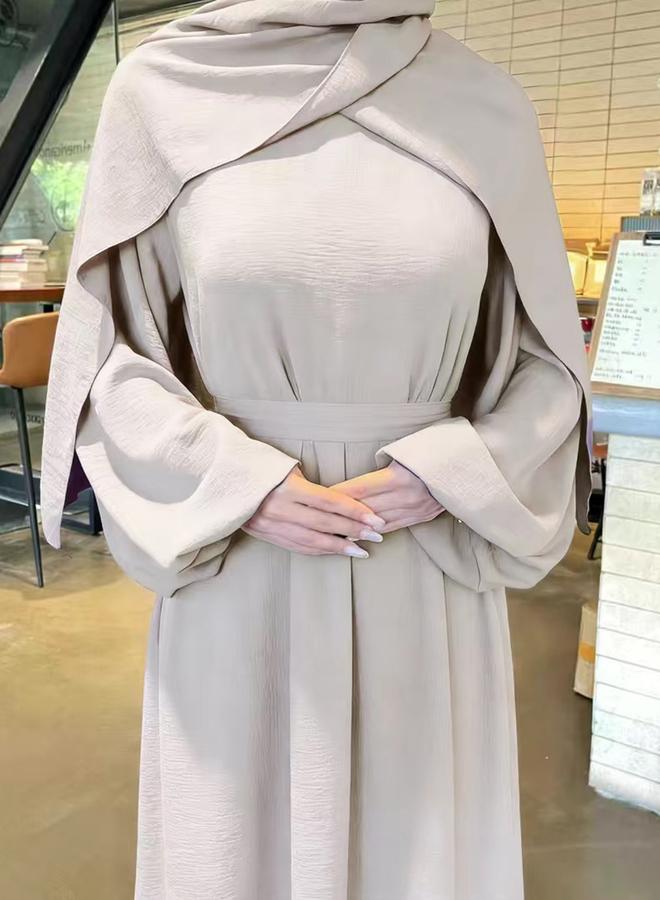 Take Two Beige Textured Balloon Sleeve Maxi Dress - Image 5