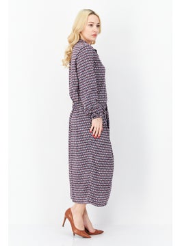 promod Women Allover Printed Midi Dress, Light Purple Combo  - Image 4