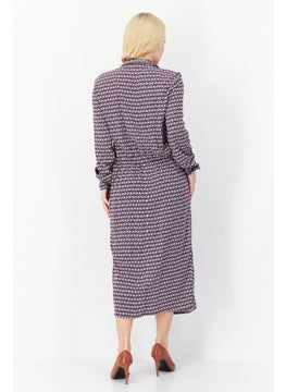 promod Women Allover Printed Midi Dress, Light Purple Combo  - Image 2