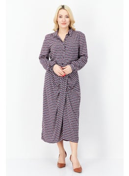 promod Women Allover Printed Midi Dress, Light Purple Combo  - Image 1