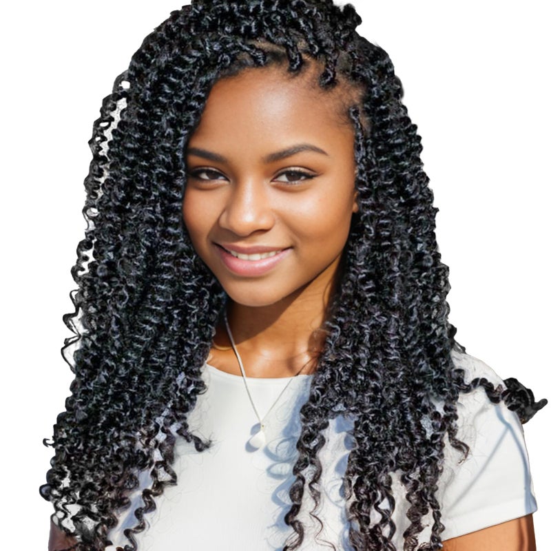 Dorsanee Passion Twist Hair 12 Inch 7 Packs Water Wave Crochet Hair Long Bohemian Curly Braiding Hair for Butterfly Locs Faux Locs Boho Style Spring Twist Crochet Braids 1B