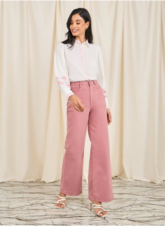 Styli - Floral Print Relax Fit Shirt with Aztec Border Print - Image 1