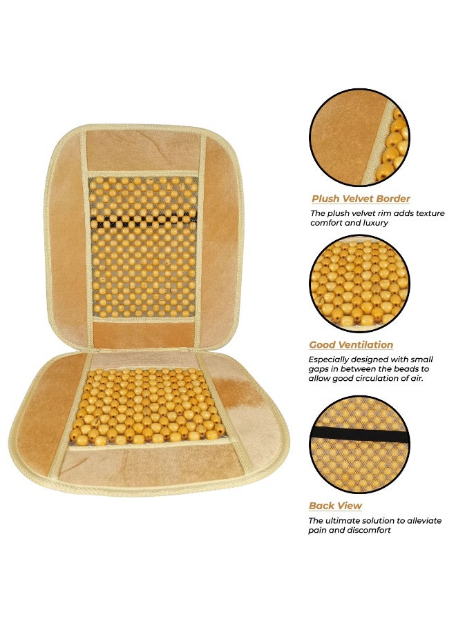 Agc Wooden Beaded Car Seat Cushion HS-3101 Full Back and Seat Massager Pad for Car, Truck & Office Chair Breathable Velvet Border, Improves Blood Circulation, Reduces Fatigue, Universal Fit - Image 5