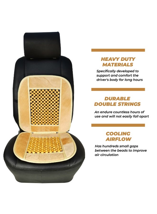 Agc Wooden Beaded Car Seat Cushion HS-3101 Full Back and Seat Massager Pad for Car, Truck & Office Chair Breathable Velvet Border, Improves Blood Circulation, Reduces Fatigue, Universal Fit - Image 4