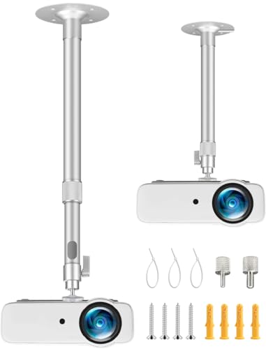 2-Be-Best Projector Ceiling Mount, Upgraded14-24in / 37-62cm Projector Mount Ceiling 360° Rotation & 90° Tilt Adjustable Compatible with Aurzen, TMY, HAPPRUN, Yaber, & Most Projectors Silver - Image 1